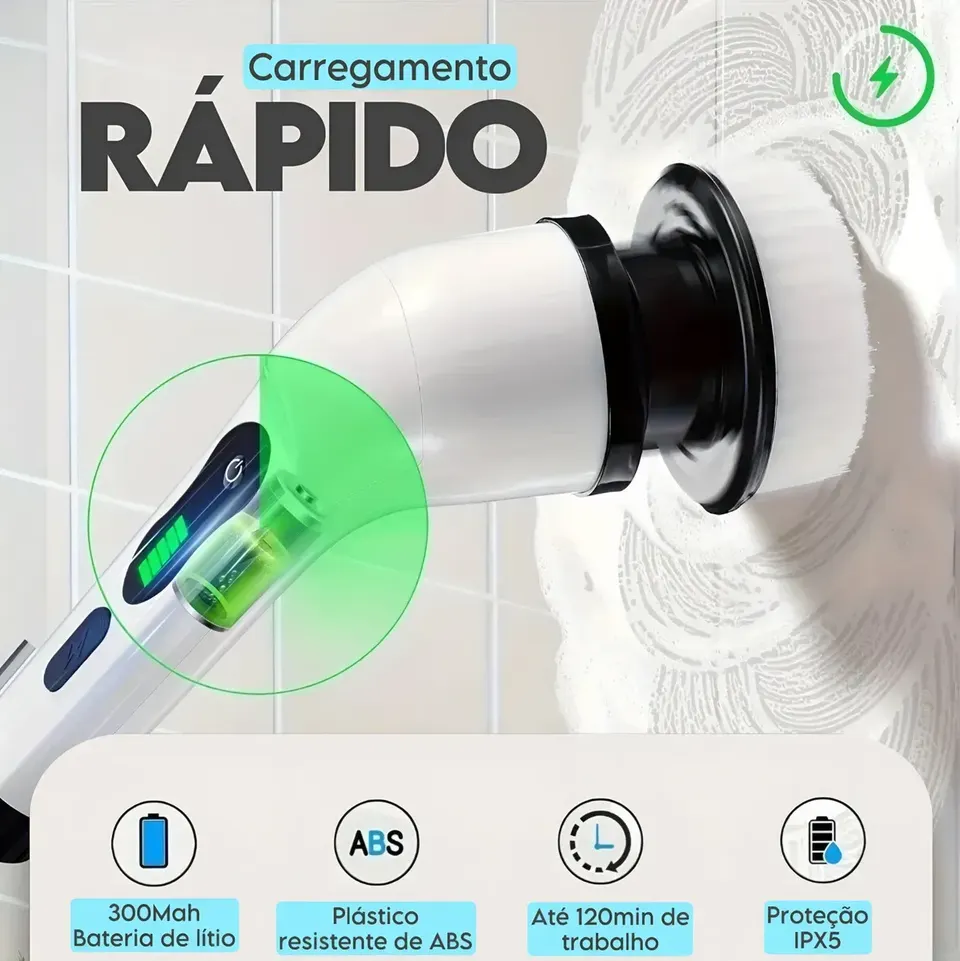Bateria recarregável, plástico ABS, proteção IPX5