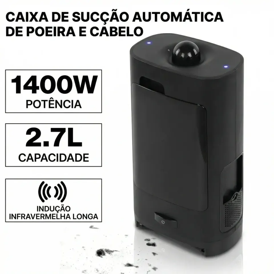 Caixa de Sucção Automática de Poeira e Cabelo de 1400W e 2.7L