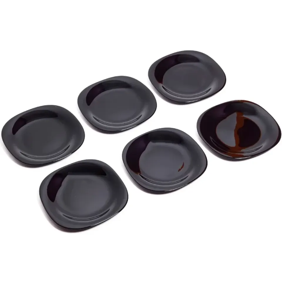 Jogo de 6 Pratos Quadrados Pretos de Vidro Opalino 26,5 cm, foto 2