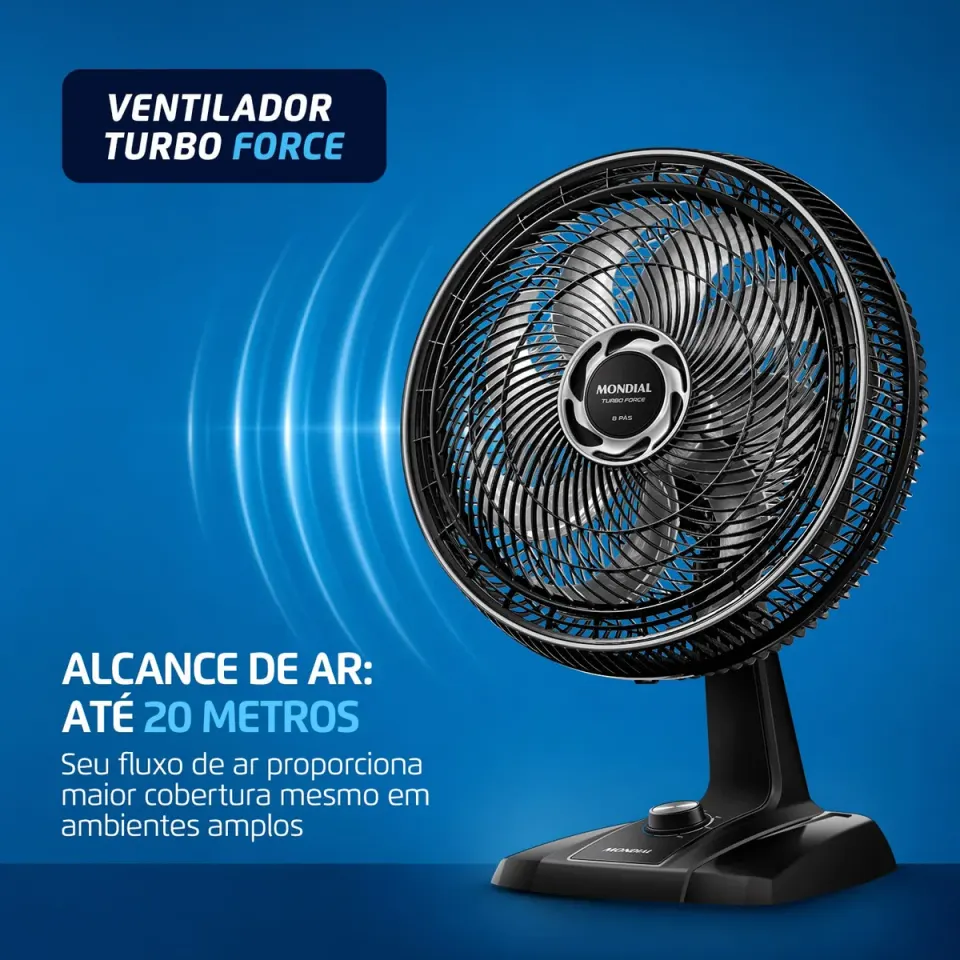 Ventilador de Mesa Mondial Turbo Force 40 cm 8 Pás 140 W, foto 2