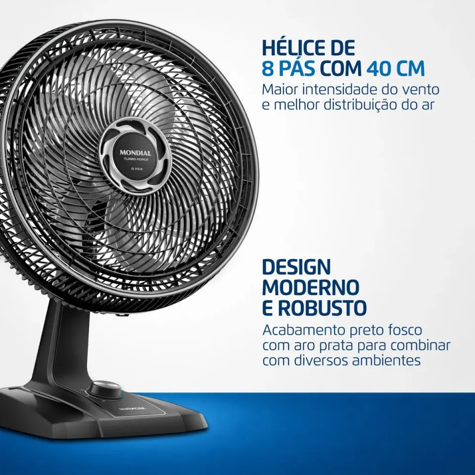 Ventilador de Mesa Mondial Turbo Force 40 cm 8 Pás 140 W, foto 3